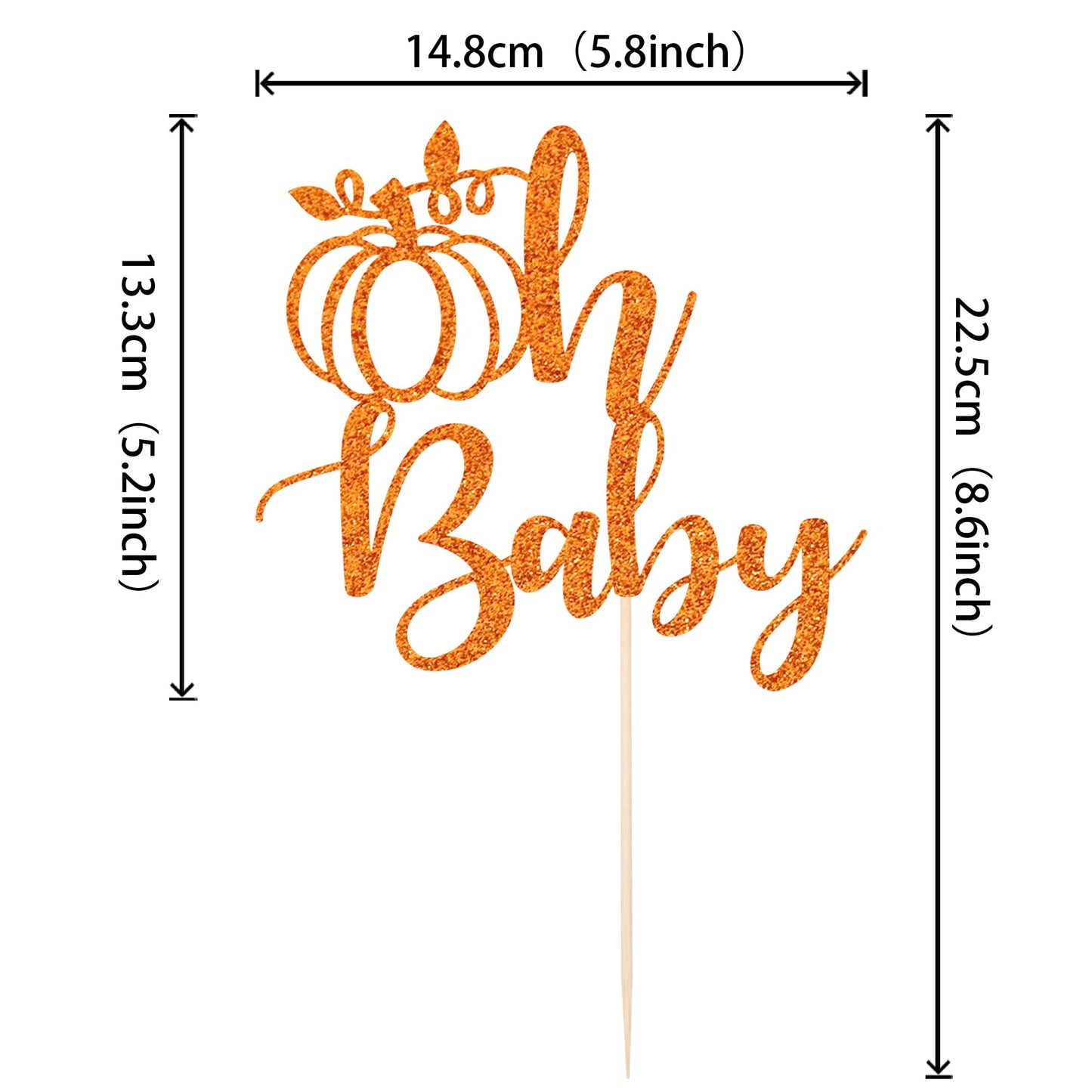 1 Pcs Pumpkin Oh Baby Cake Topper Glitter Fall Theme Pumpkin Baby Shower Cake Pick For Baby Shower Kids Birthday Thanksgiving Pa