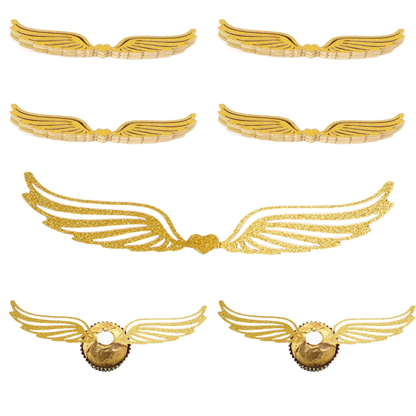 Doryfew 50Pcs Chocolate Decor Hollow Wings Cupcake Toppers, Paper, Style 7, Model TS-5