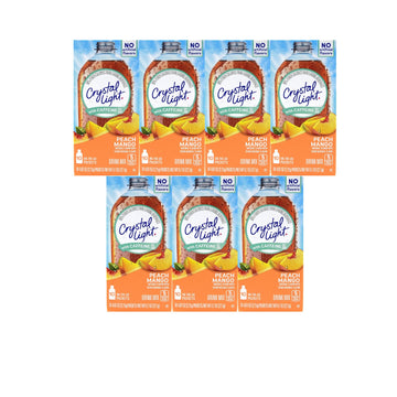 Crystal Light On The Go Peach Mango With Caffeine Drink Mix, 10-Packet Box (Pack of 7)