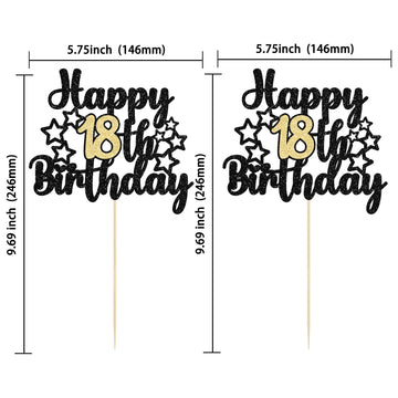 Gyufise 1Pc Happy 18Th Birthday Cake Topper Happy 18 Birthday Cake Decoration For 18 & Fabulous Birthday Hello 18 Party Annivers