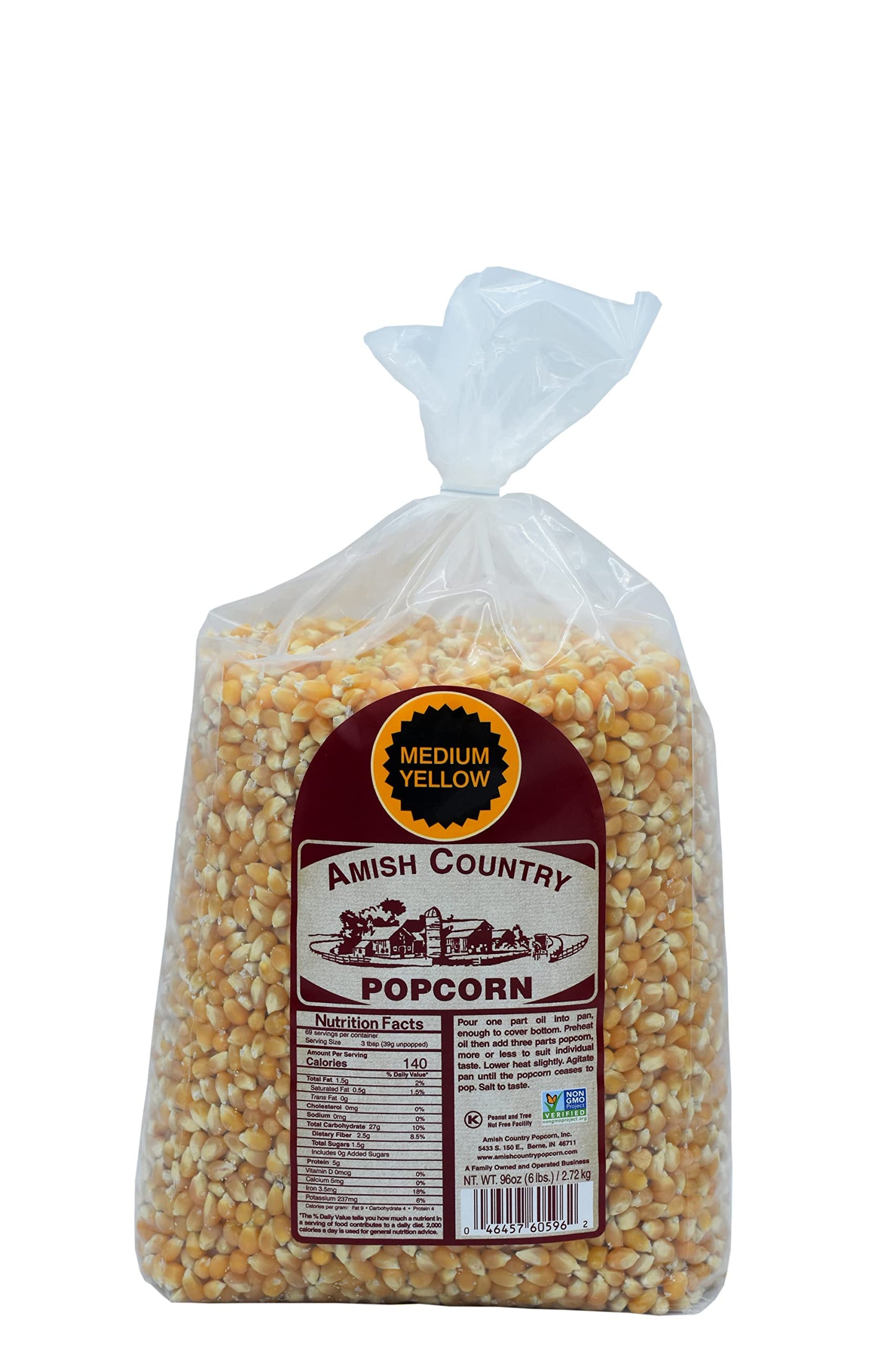 Amish Country Popcorn | 6 Lb Bag | Medium Yellow Popcorn Kernels | Old Fashioned, Non-Gmo And Gluten Free (Medium Yellow - 6 Lb