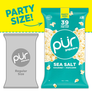 PUR Popcorn Sea Salt Snack - Guilt-Free, Gluten Free, Vegan, Non-GMO, 12 oz Party Size Bag