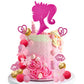 Memovan Hot Pink Girl Cake Topper 31Pcs -Princess Makeup Cake Topper Decoration With Pink Gold Ball Glitter High Heel Lipstick L