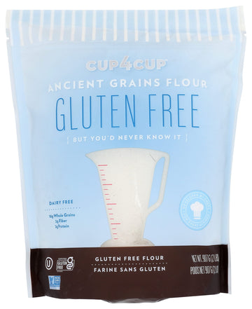 Cup 4 Cup Ancient Grains Flour, 18g Whole Grains, 2g Protein, 2g Fiber, Kosher, Dairy Free, Gluten Free & Non-GMO, 2 Pounds (Pac