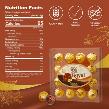 Choczero Keto Chocolate Truffle Gift - Premium Healthy Chocolates - Low Carb Present - Zero Sugar Individually Wrapped Hazelnut