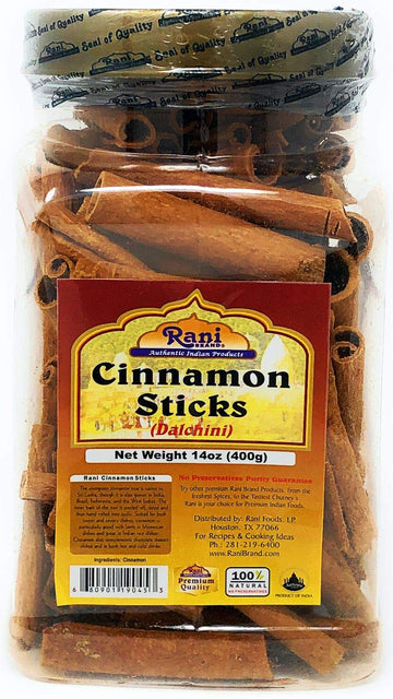 Rani Cinnamon Sticks 14Oz (400G) ~ 44-52 Sticks Inches In Length Cassia Round, Pet Jar ~ All Natural | Vegan | No Colors | Gluten Friendly | Non-Gmo