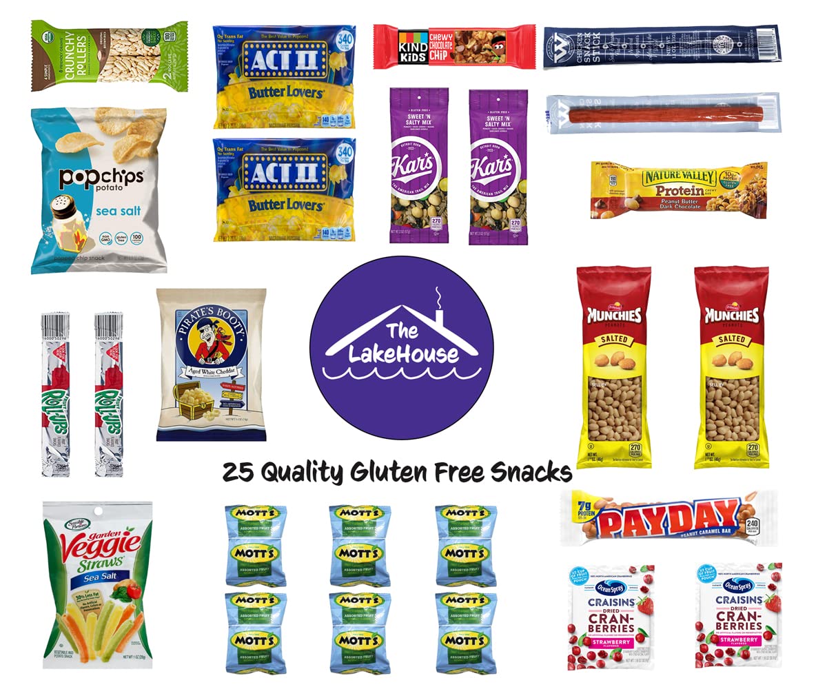 Lakehouse 25 Gluten Free Snacks - Quality Celiac-Friendly Healthy Snacks Variety Pack For Kids Adults - Gluten Free Snack Box -