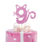 MINUET MINUTE Cat Nine Cake Topper - Pink Glitter, Cardboard, Happy 9th Birthday Party Decoration