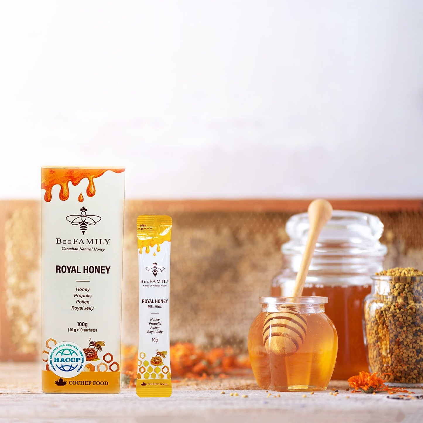 BeeFamily Royal Honey Stick - 10 Sachets x 10g - Natural Sweetener
