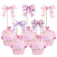 YCTHUNFISH 36 Pack Bow Cupcake Toppers - Colorful Bowknot Picks for Weddings, Bridal Showers, and Birthday Parties