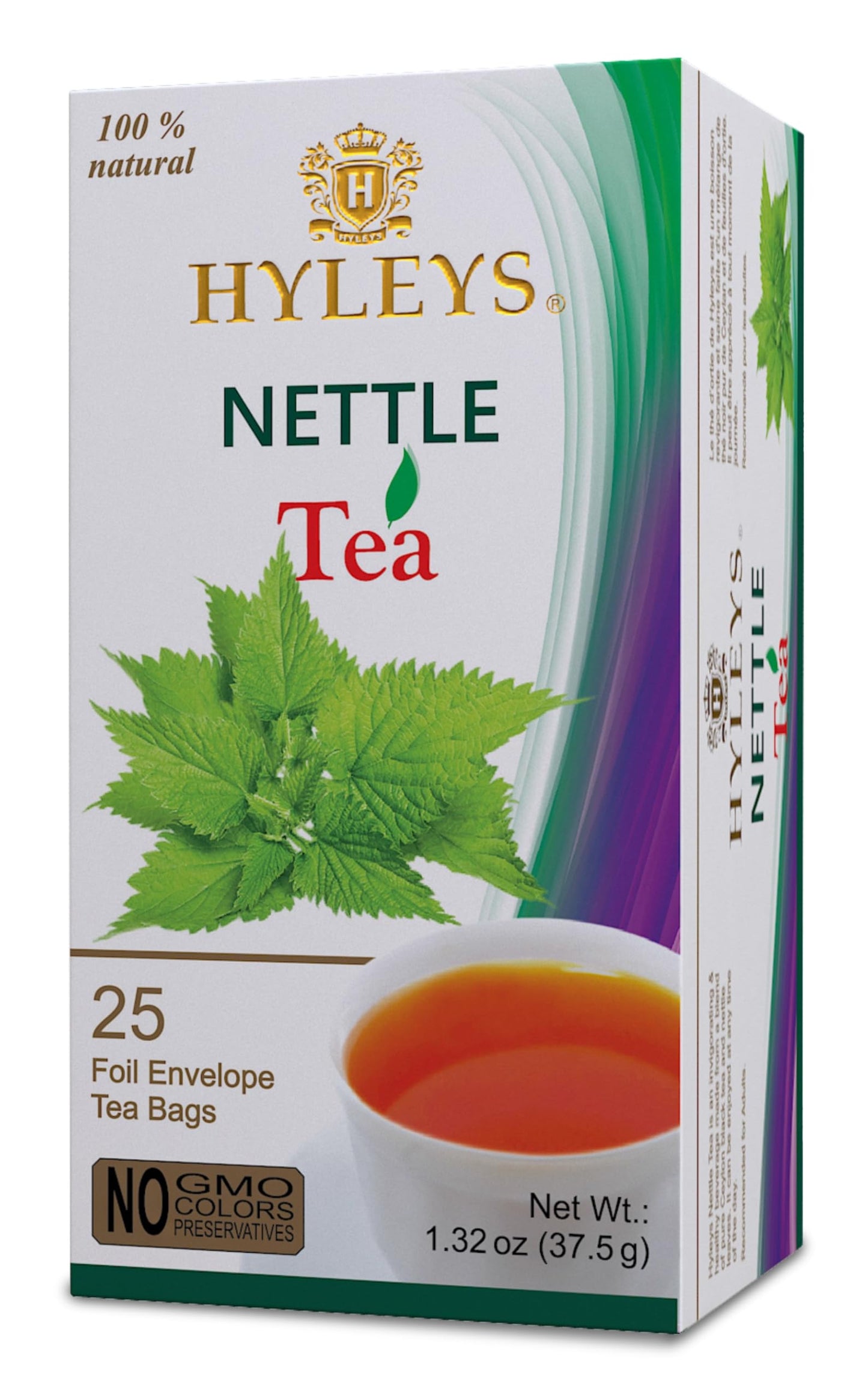 HYLEYS Nettle Leaves with Black Tea - Pure Ceylon Tea Blend - 25 Sugar-Free, Gluten-Free Bags - 1.32 Ounce