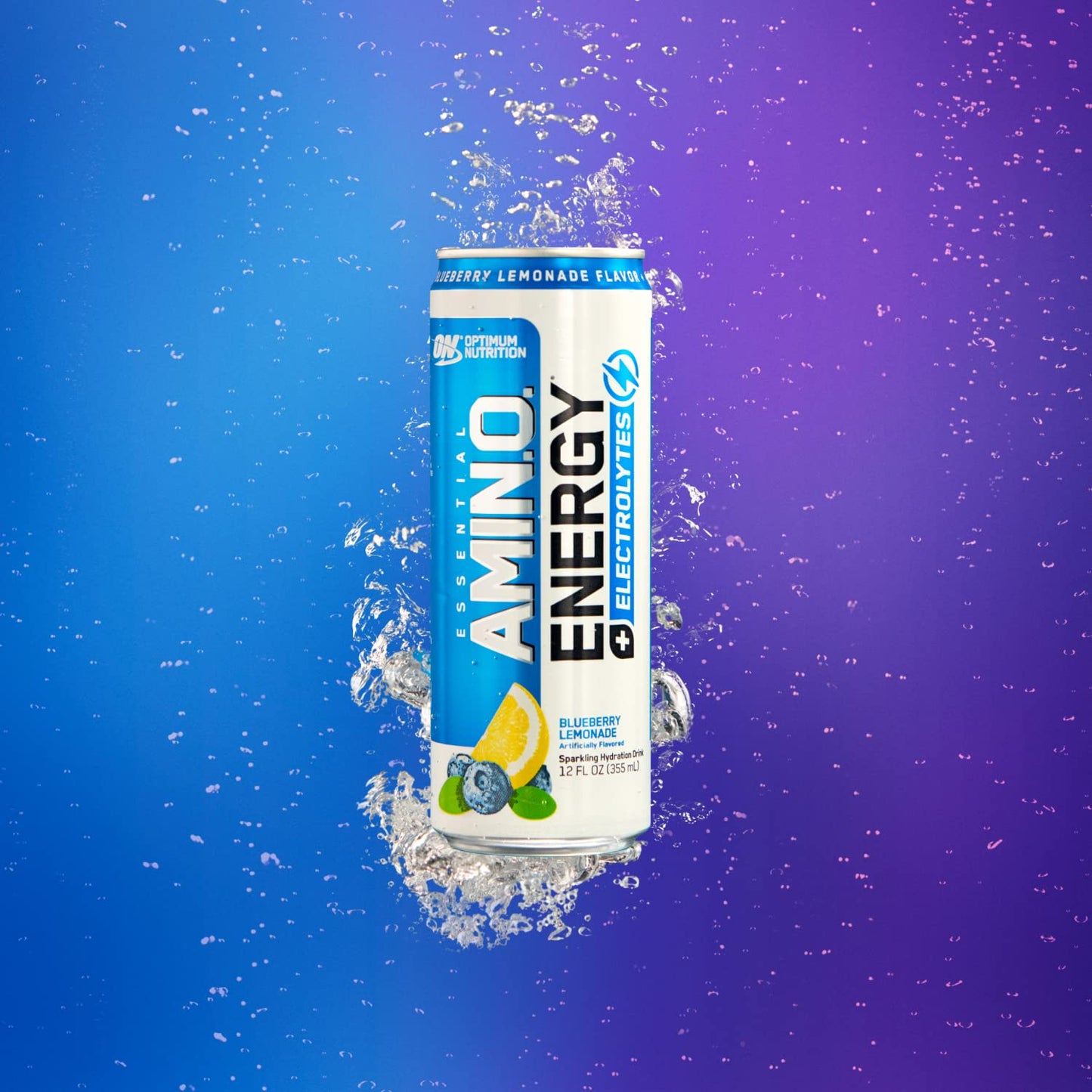 Optimum Nutrition Amino Energy Sparkling Hydration Drink  Electrolytes  Caffeine  Amino Acids  BCAAs  Sugar Free  G  12 Fl Oz  12 Pack (Packaging May Vary)