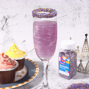 Sanding Sugar Edible Silver Glitter Stars Mix, Edible Purple Gold Sugar Sprinkles For Cake Decorating, Cupcake Toppers Cookie De
