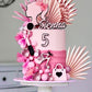 Jevenis Luxury Hot Pink Girl Cake Decoration Pink Girls Birthday Decoration Pink Balls Palm Leaves Heels Lipstick Bags Cake Topp