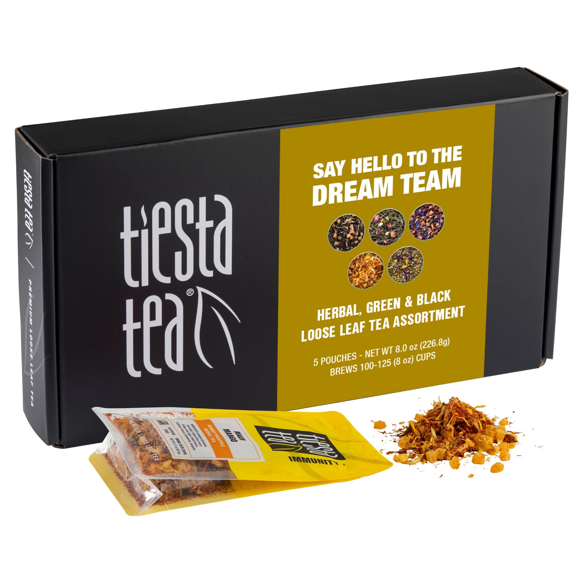 Tiesta Tea - Tiesta's Top Loose Leaf Tea Gift Box | High to Non-Caffeinated Variety Pack | Make Hot & Iced Brews | 5 Pouches of 