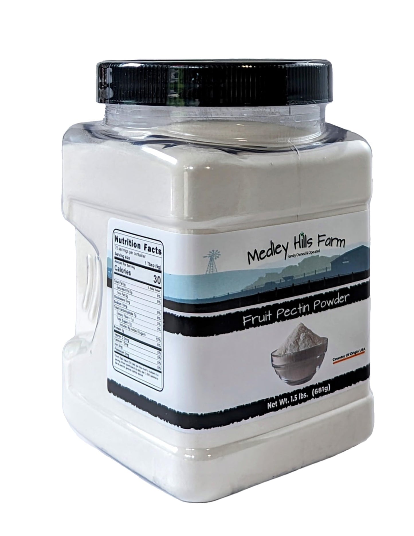 Fruit pectin Powder by Medley hills farm 1.5 Lbs. in Reusable Container - enhanced Fruit pectin for canning jam or Jellies - 100% Natural & Vegan - Made in USA