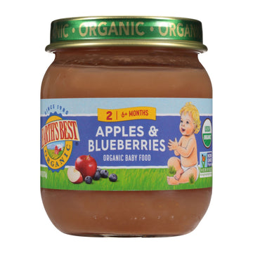 Earth'S Best Organic Baby Food Jars, Stage 2 Fruit Puree For Babies 6 Months And Older, Organic Apples And Blueberries, 4 Oz Res