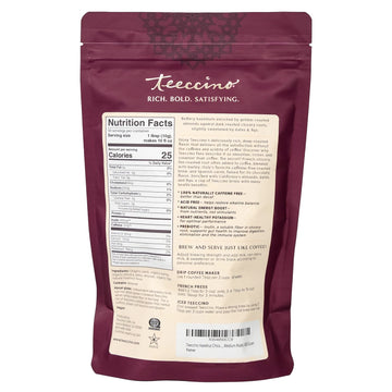 Teeccino Hazelnut Ground Coffee Alternative, Caffeine Free, Medium Roast, 1.1 Pound
