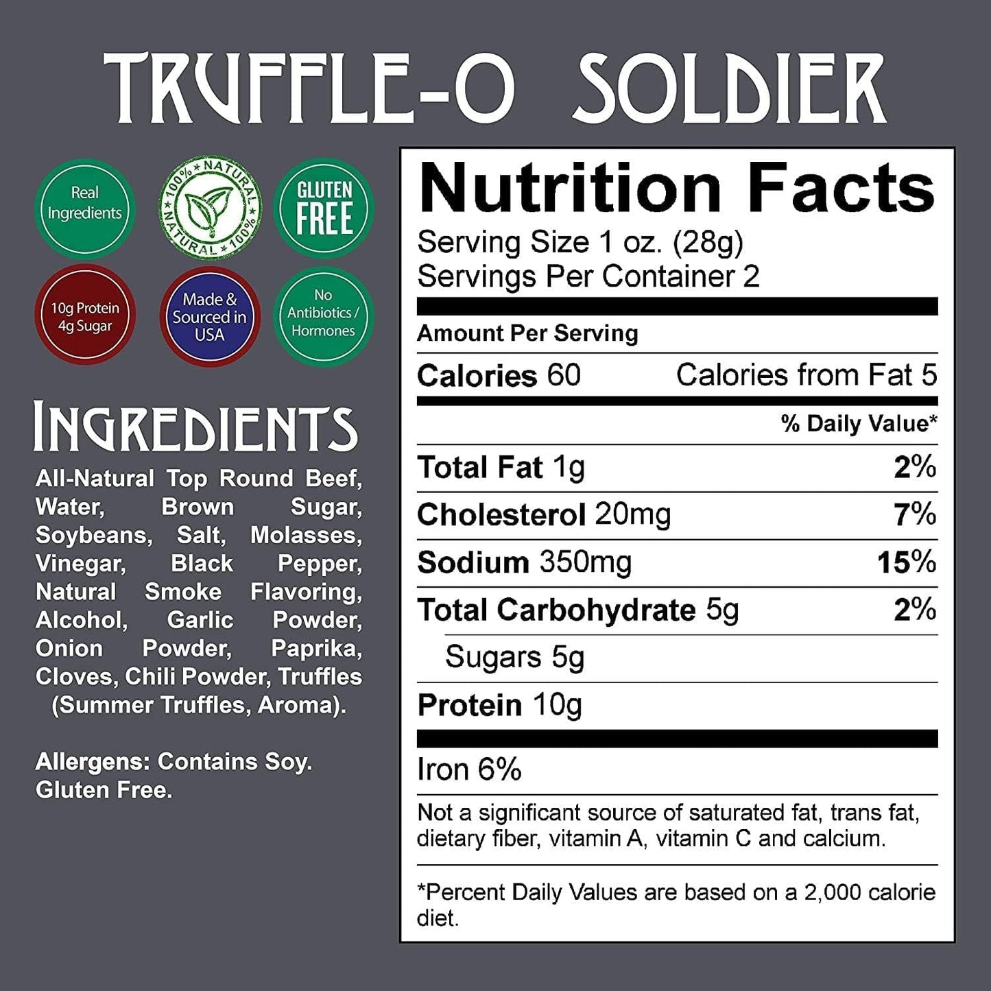 Righteous Felon Craft Jerky Snack, Truffle-O-Bill Beef Jerky, Made In America, 2 Ounce (Pack Of 8)