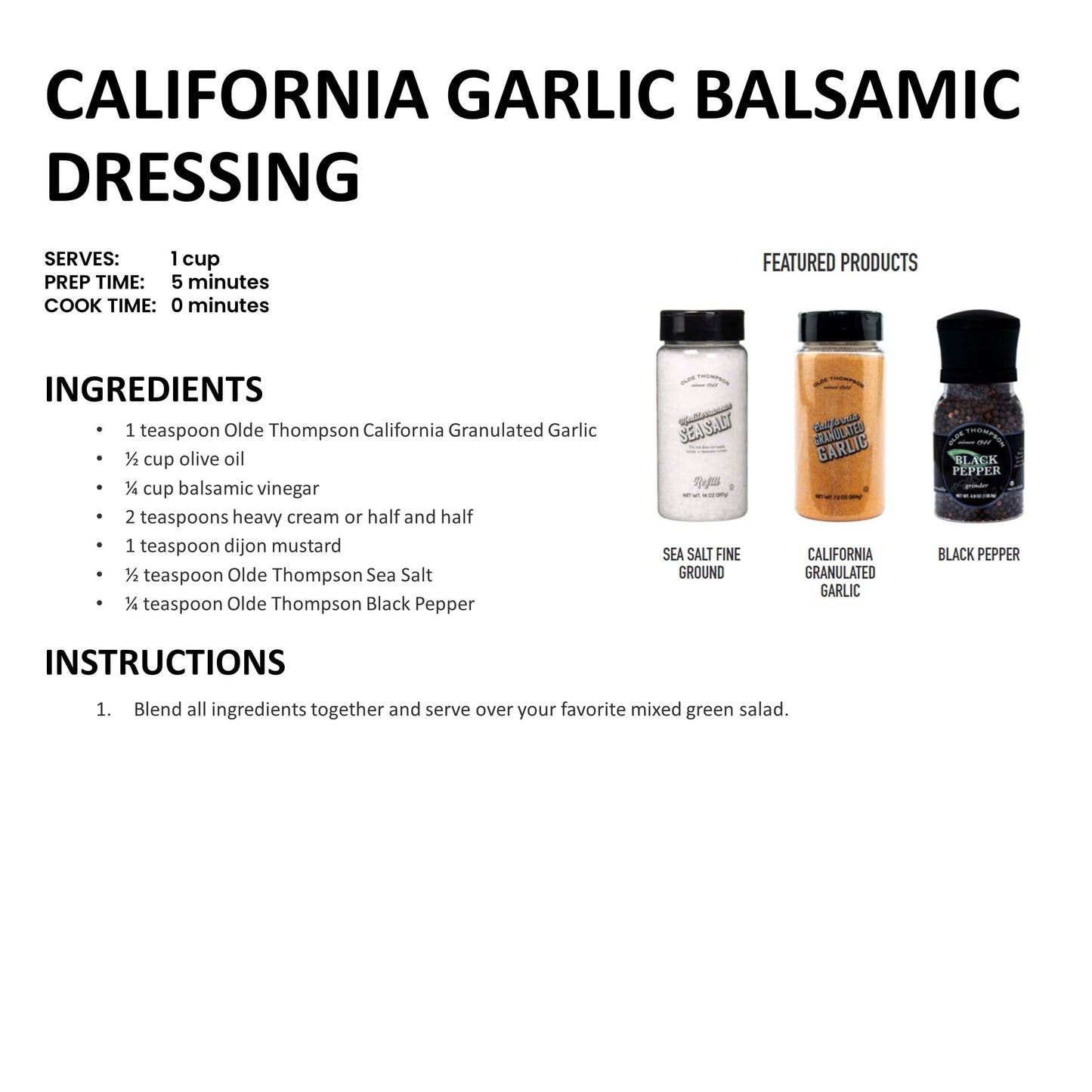Olde Thompson California Granulated Garlic, Spice Shaker, 7.2 Ounce