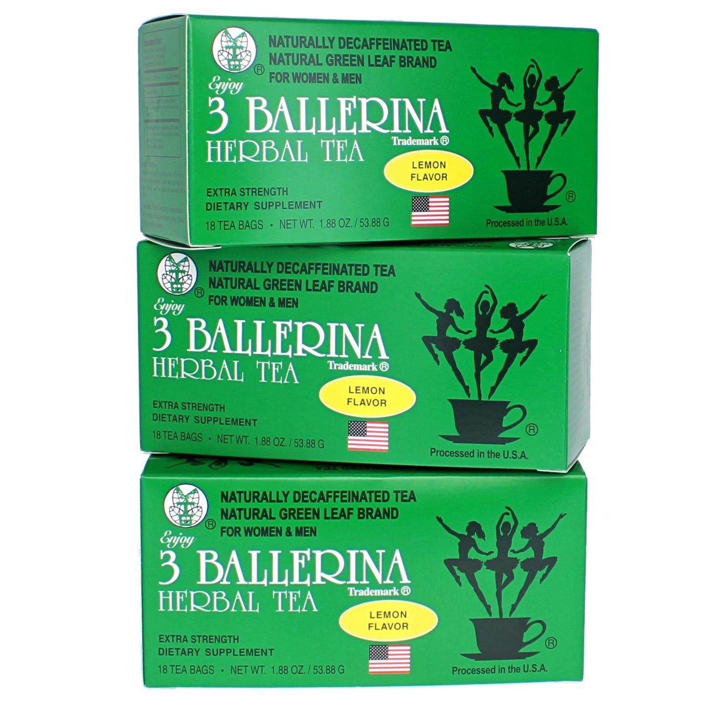 3 Ballerina Tea Dieters Drink, Extra Strength, Lemon Flavor, 18 Tea Bags, 1.88 oz, Model SYNCHKG045916