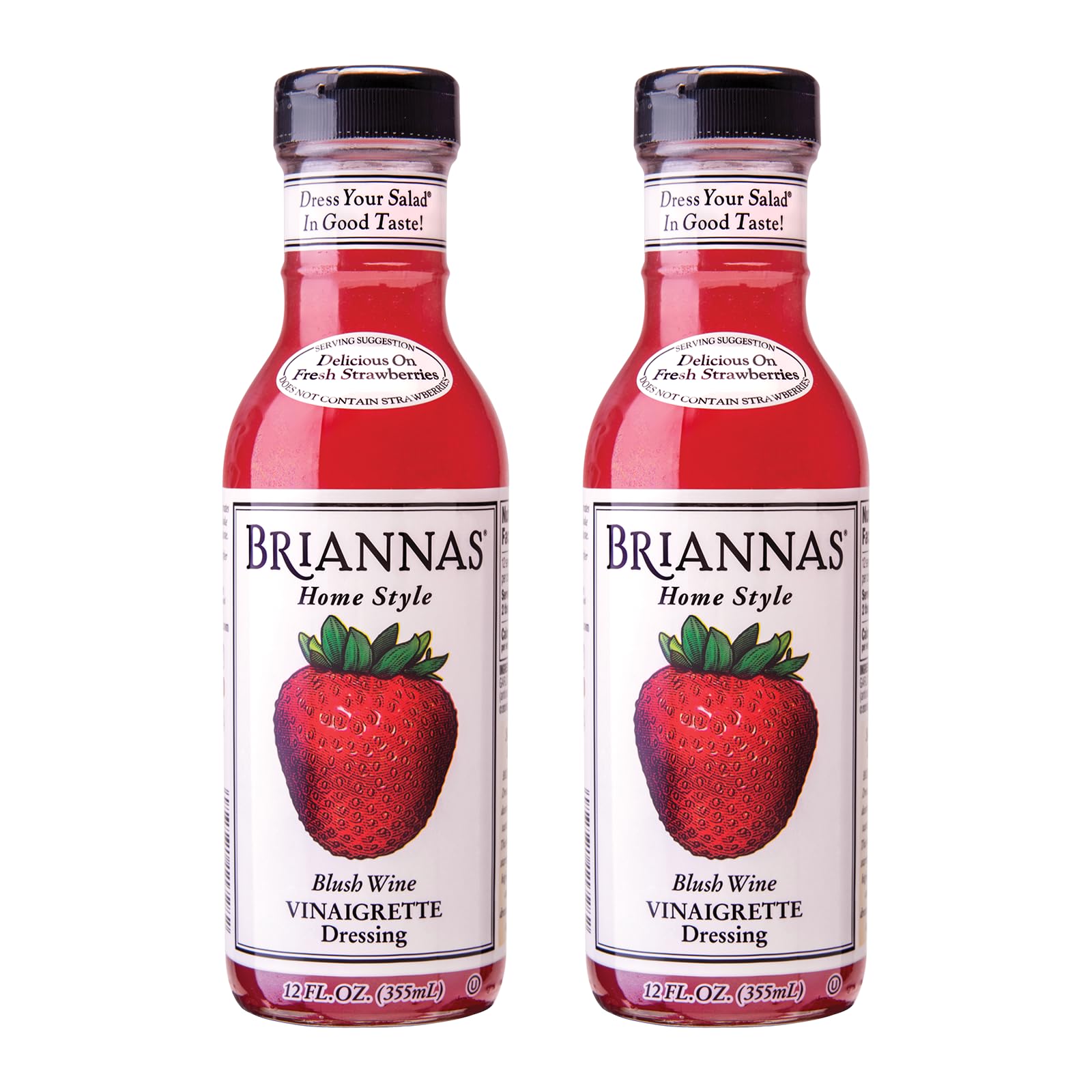 BRIANNAS Home Style Blush Wine Vinaigrette Dressing, Gluten Free, Kosher, Vegan, 12 oz. Bottles, Pack of 2