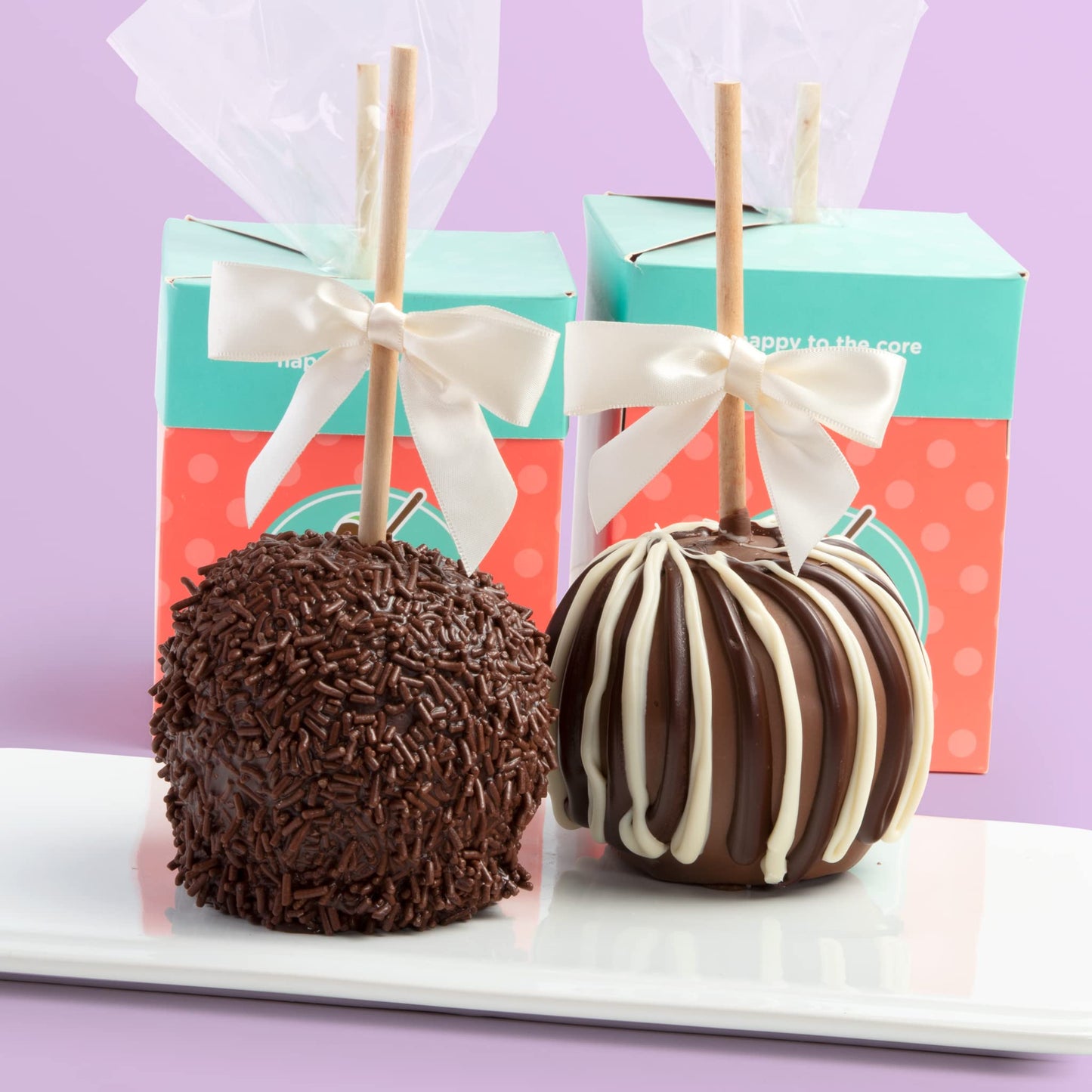 A Gift Inside Milk and Dark Chocolate Covered Caramel Apples Pair