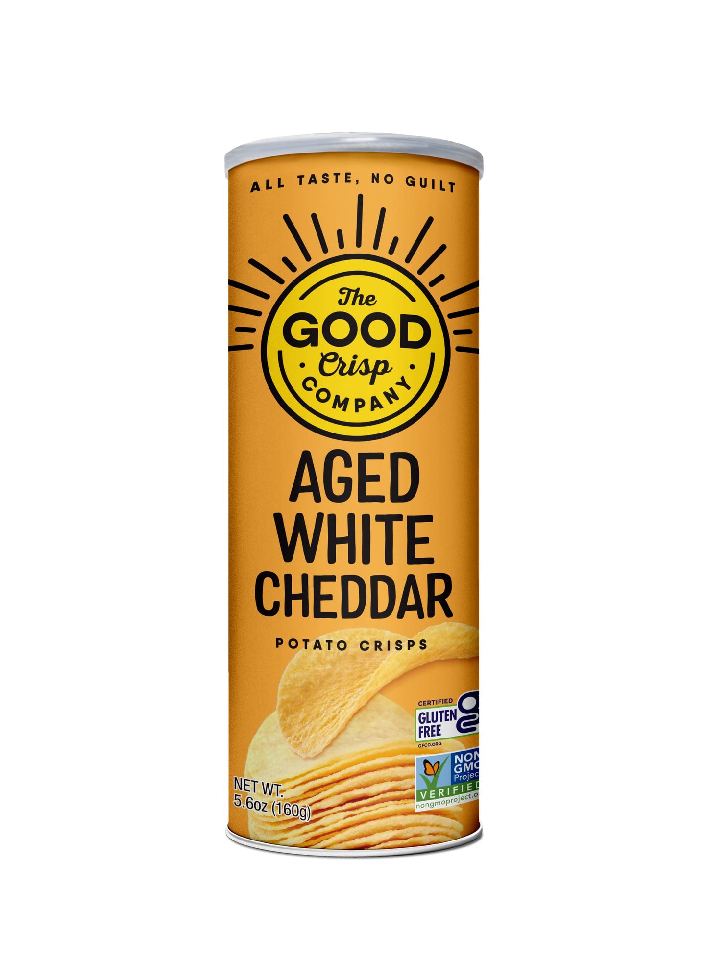 The Good Crisp Company, Aged White Cheddar, Gluten Free Potato Chips (5.6 Ounce Canisters, Pack Of 8), Non-Gmo, Allergen Friendly, Potato Chip Snack Pack, Gluten Free Snacks