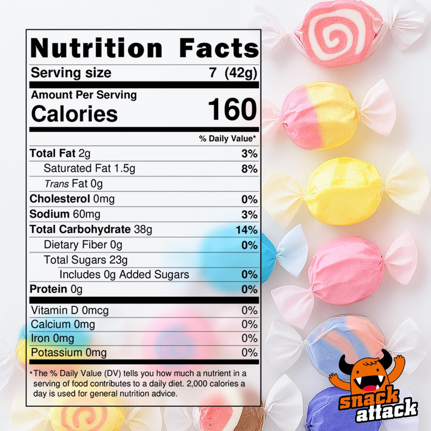 Watermelon Salt Water Taffy by Snack Attack, Individually Wrapped Bulk 4lb Bag - Chewy Saltwater Taffy Candy, Classic Watermelon