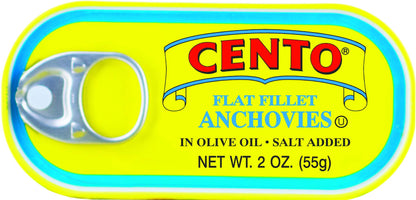 Cento Flat Fillet Anchovies, 2 Ounce Tins (Pack of 25)