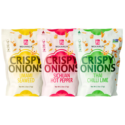 Mekhala Crispy Onions Variety Pack - Salad Toppings Crunchy Fried Onions For All-Purpose Seasoning Like Keto, Ramen Toppings, An