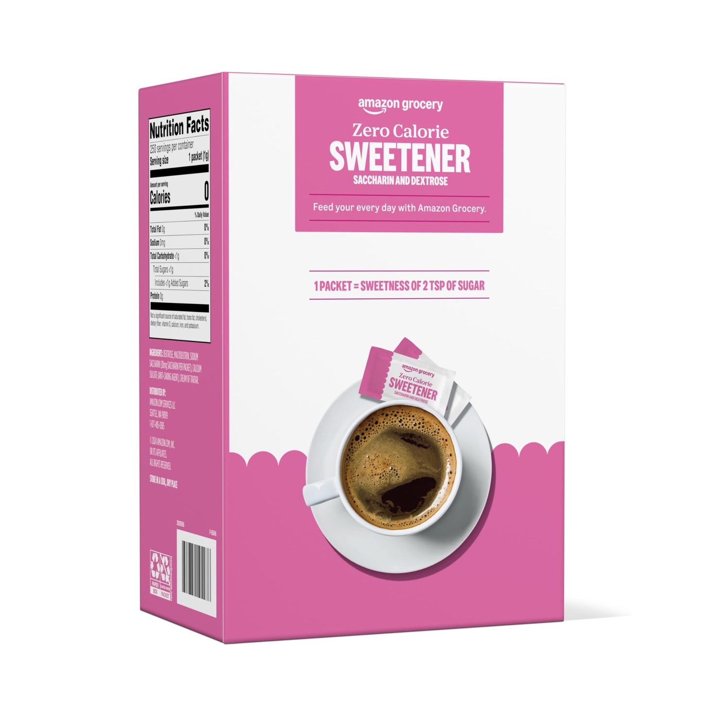 Happy Belly Zero Calorie Pink Saccharin Sweetener, 250 Count Pack