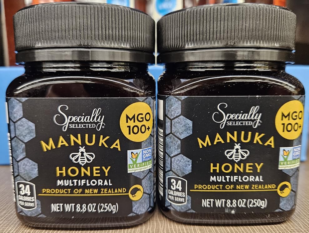 Specially Selected NON-GMO MGO 100+ Manuka Honey Multifloral 8.8oz 250g (Two Jars)