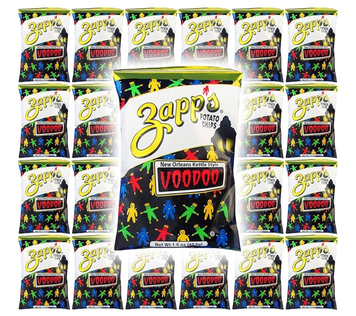 Zapps Voodoo Potato Chips | Crispy New Orleans Kettle Style | 12-Pack & 24-Pack (1.5 oz Bags) (1.5 Ounce (Pack of 24), Voodoo)