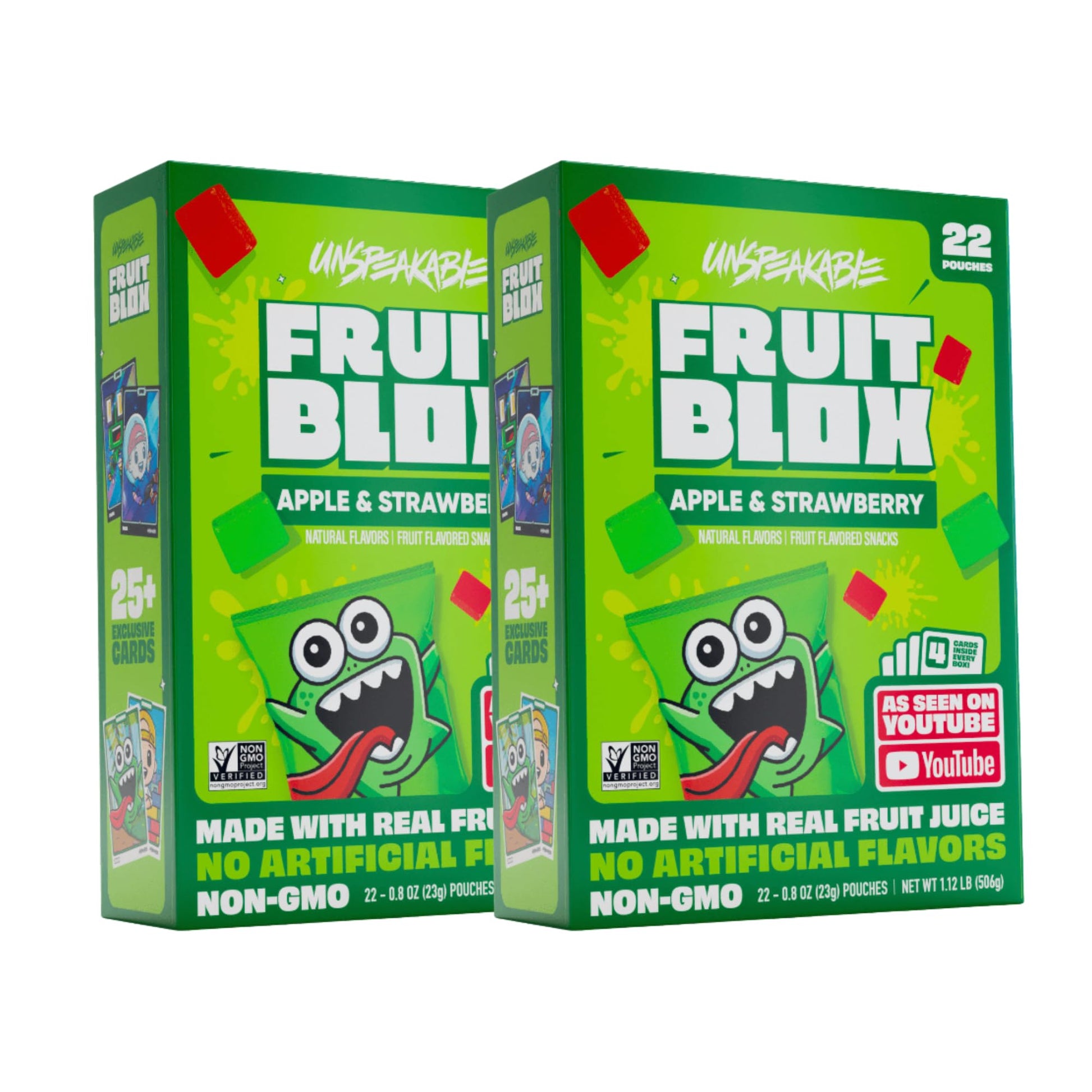 Generic Fruits Blox Mixed Fruit Snacks, 2 Boxes, 22 Count Each Box | Aphmauu | Ninja Kidx | Unspeakable (Unspeakable Apple Straw