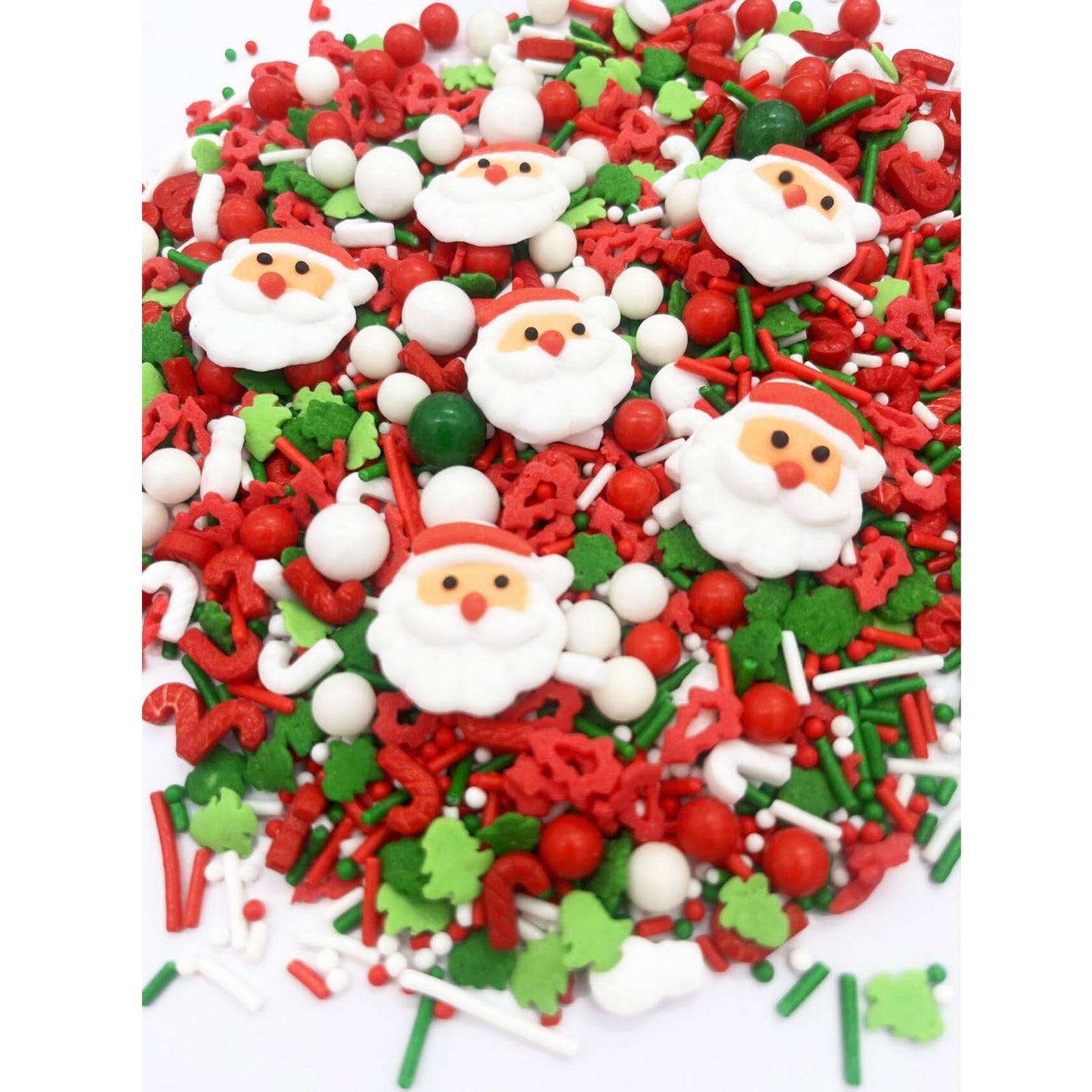 Santa Claus Sprinkles 7oz Candy Sugar Sprinkle Red and Green Sprinkles Cake Decorations Cupcake Toppers Cookie Decorating Ice Cr