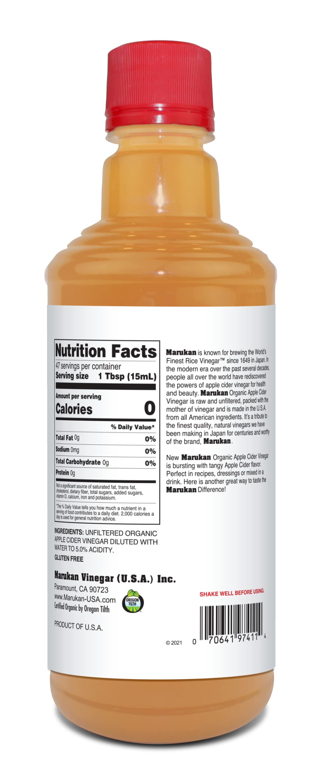 Marukan Organic Apple Cider Vinegar, 24 Ounce Pet Bottle (Pack Of 2)