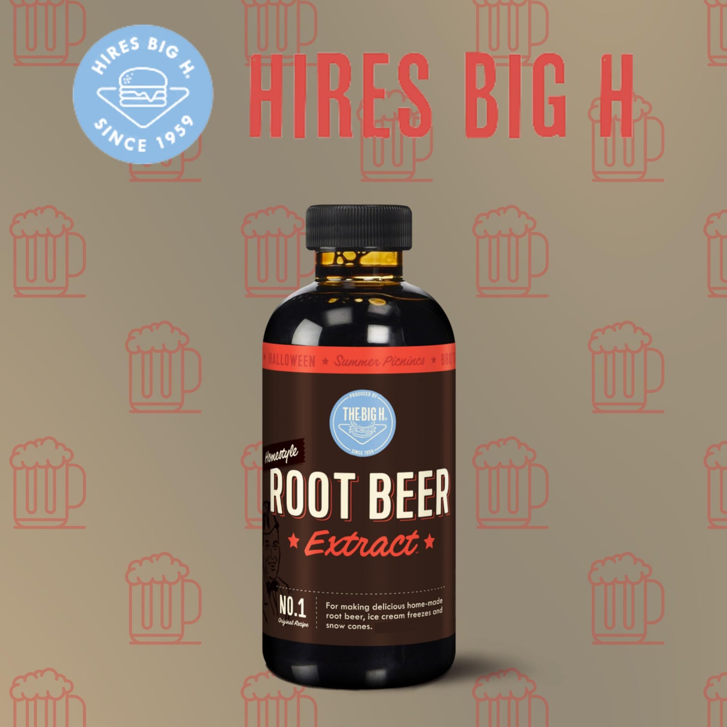 Hires Big H Root malt-inspired Extract, Soda Syrup, 4 Fl Oz, Brown, Model 8541916077