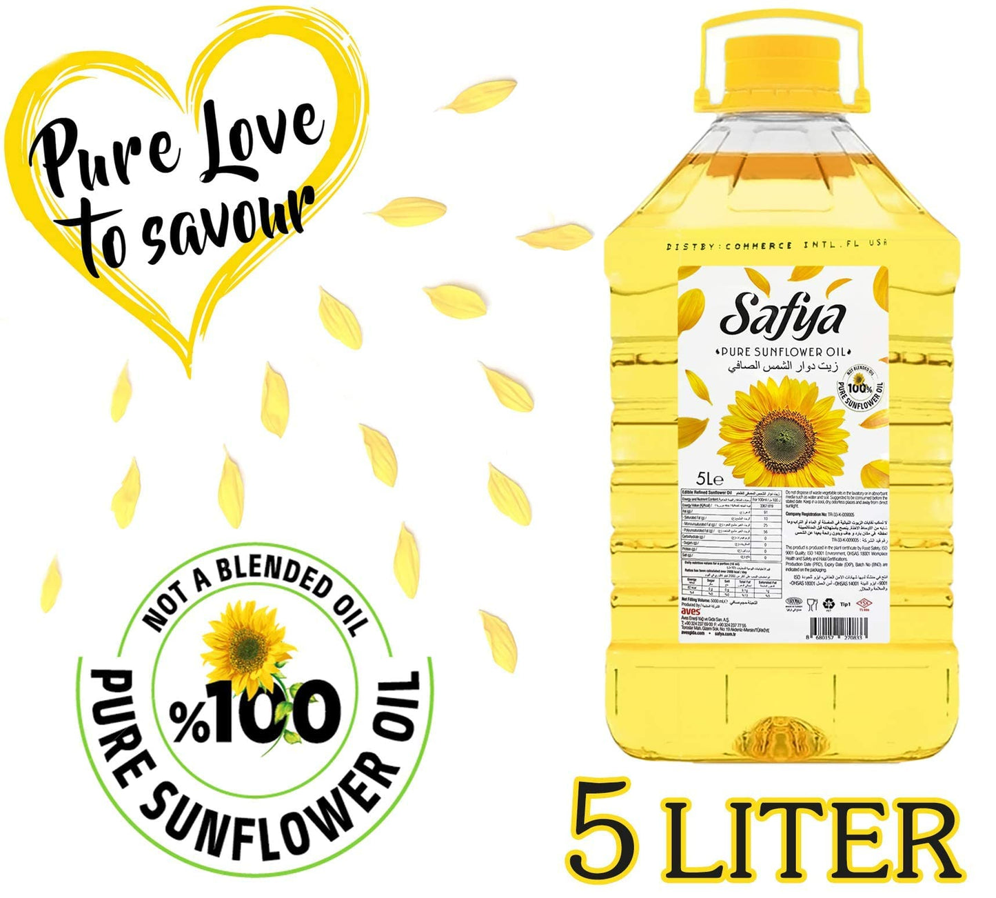 Safya - 100% Pure Sunflower Oil, (5 L) 169 Fl Oz