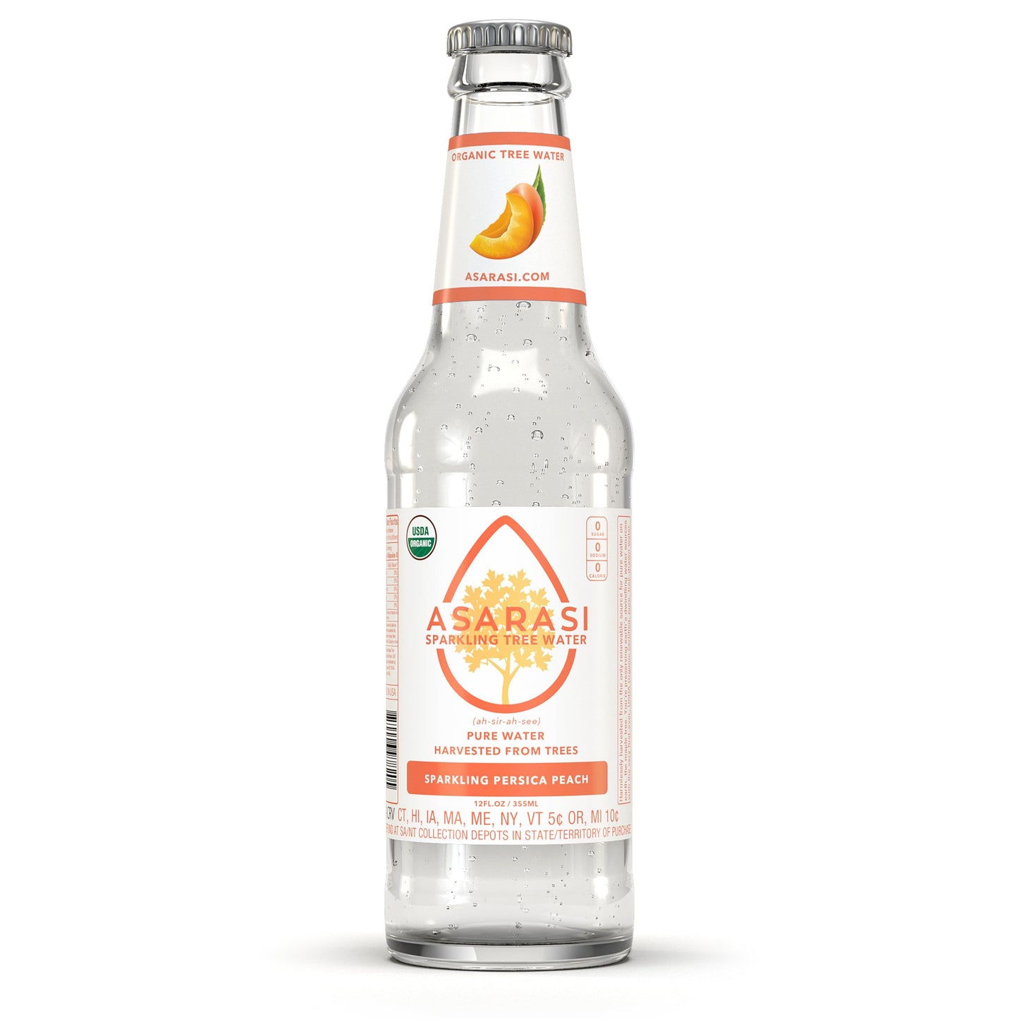 Asarasi Organic Sparkling Persica Peach Tree Water - 12 Pack