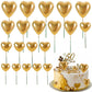 Beishida 20 Pcs Gold Heart Cake Toppers 3D Heart Cake Toppers Foam Toppers Cake Decoration Happy Birthday Cake Diy Cake Insert F