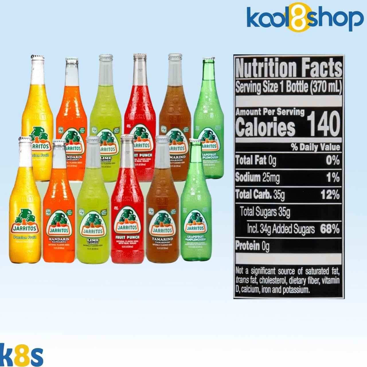 Jarritos Variety Pack Mexican Soft Soda Drink 12 Fl Oz Glass Bottles 12 Pack + 15 Sugarcane Disposable Straws By Kool8Shop Infin