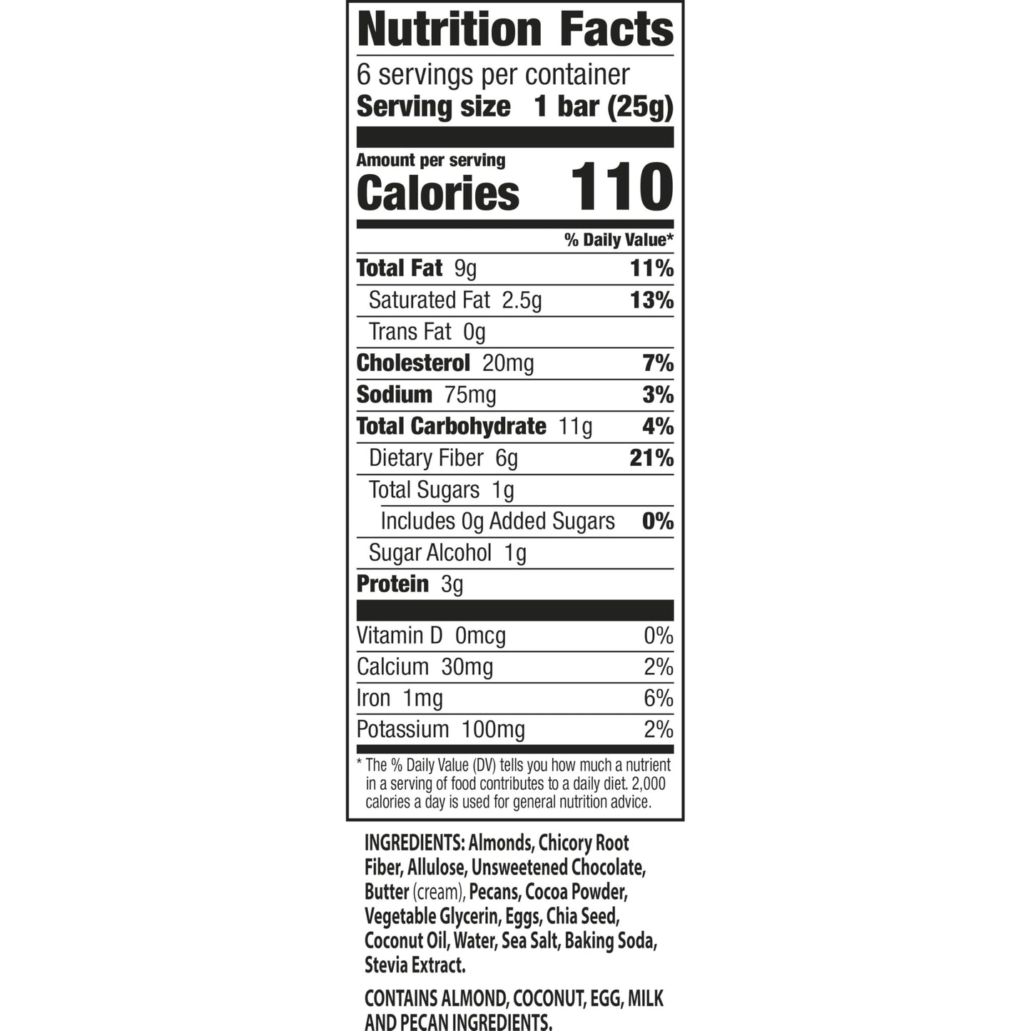 Ratio Soft Baked Bars, Chocolate Brownie, 1G Sugar, Keto Friendly, 5.34 Oz (6 Bars)