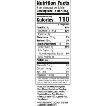 Ratio Soft Baked Bars, Chocolate Brownie, 1G Sugar, Keto Friendly, 5.34 Oz (6 Bars)