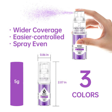 Edible Glitter Spray - 3 Colors Edible Spray Glitter Food Grade Metallic Shimmer Powder Red Pink Purple Cake Sprinkles For Cooki