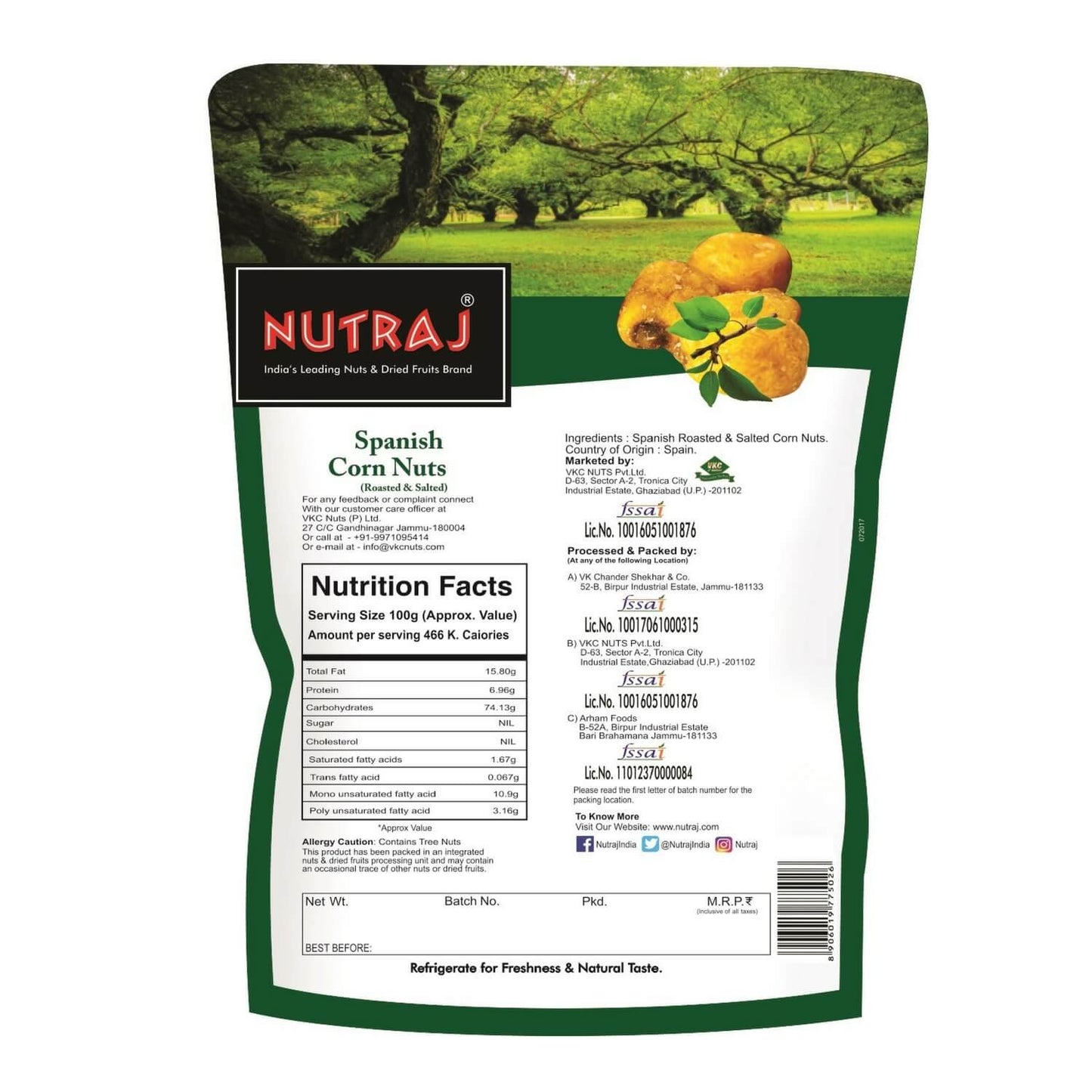 Nutraj Spanish Corn Roasted & Salted 150G | Makka | Popcorn | Snacks | Sweet & Salty | (Pack Of 3)