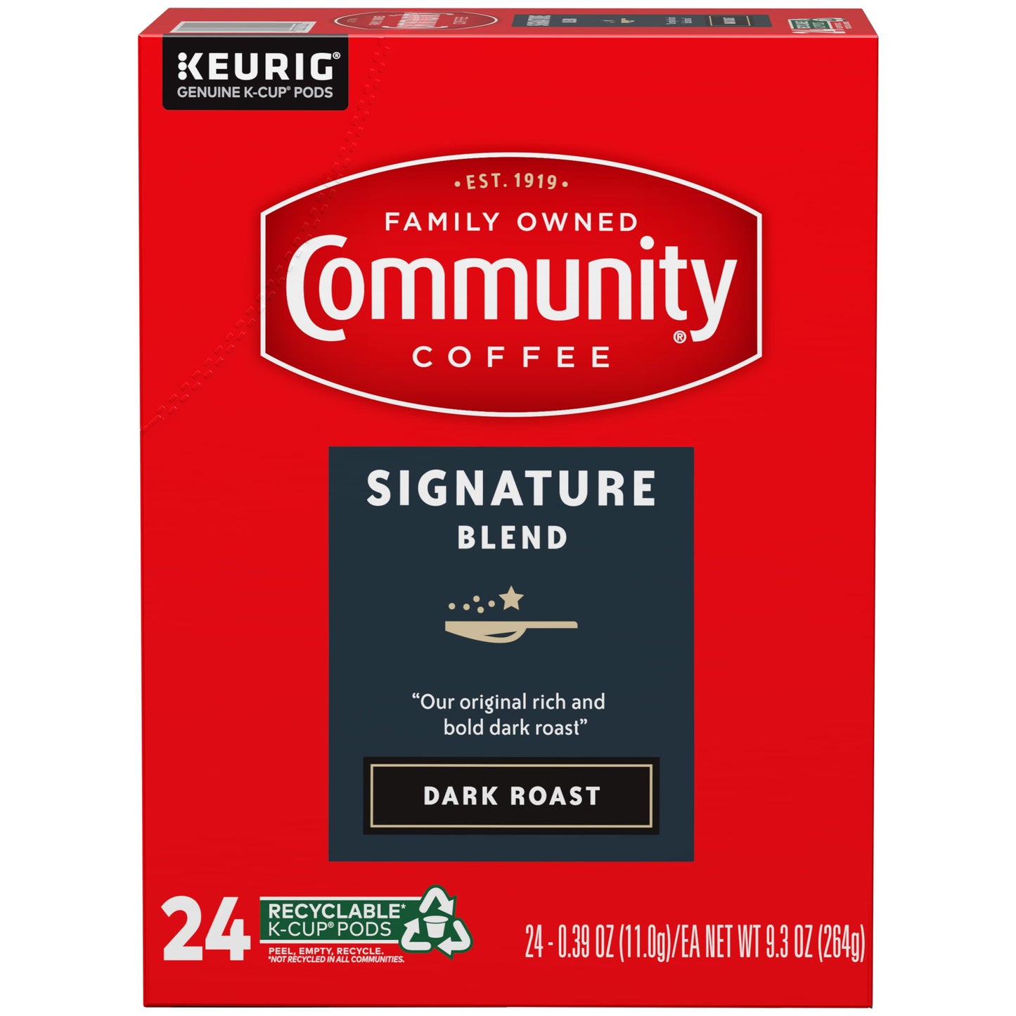 Community Coffee Signature Blend Dark Roast Coffee Pods, 96 Count, Compatible with Keurig 2.0, 24 Count (Pack of 4)