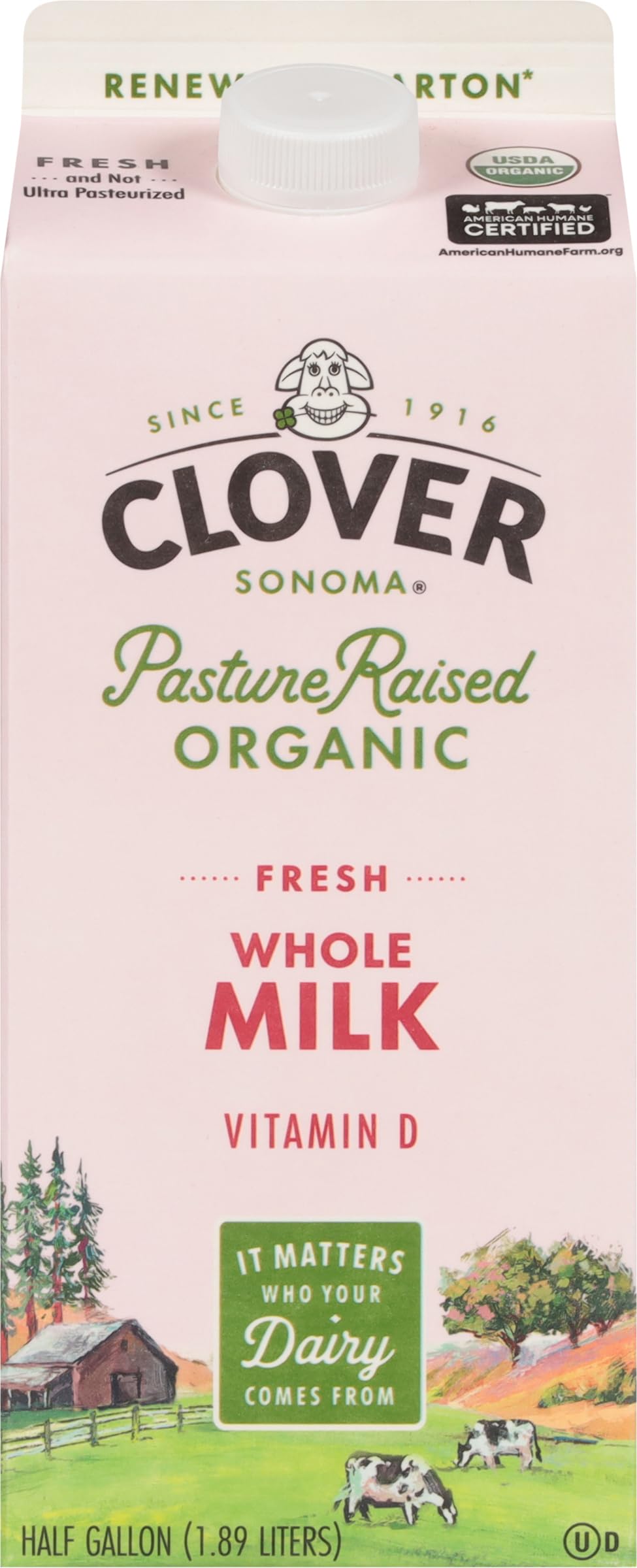 Clover Sonoma, Organic Whole Milk, Half Gallon, 64 oz