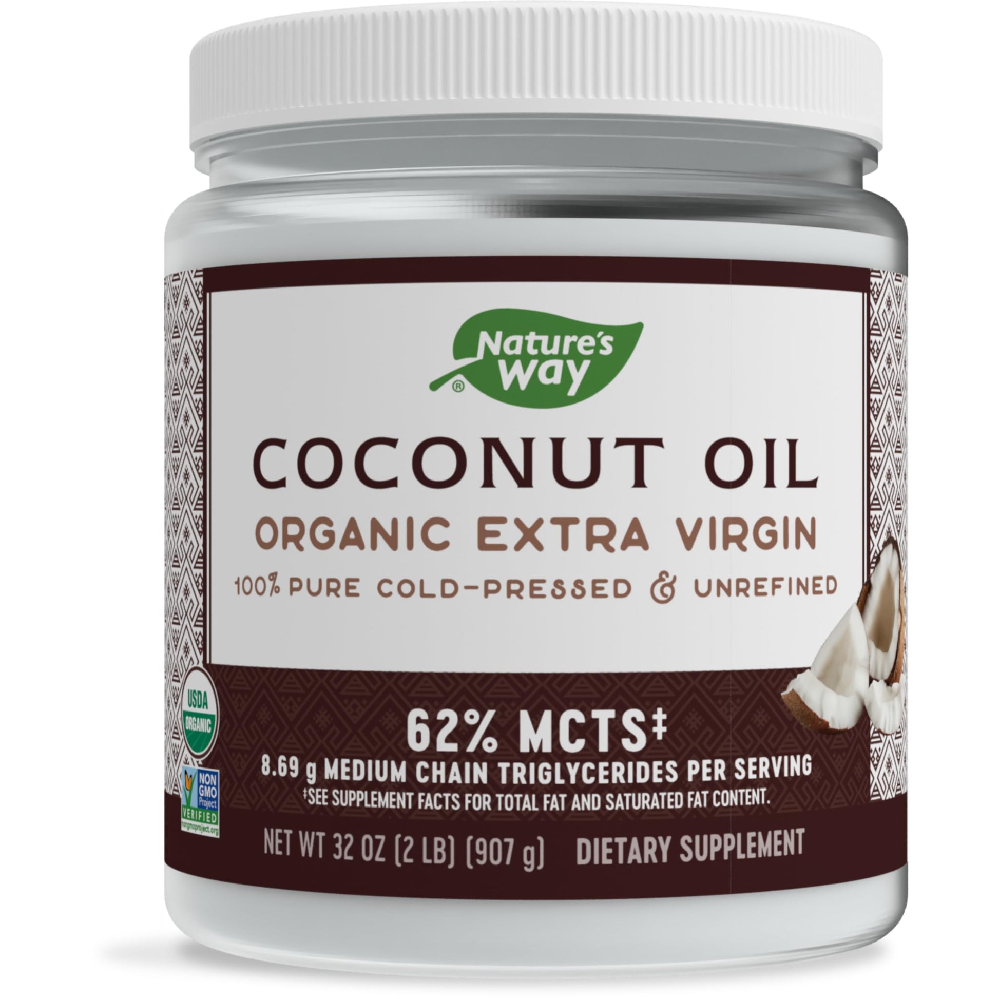Natures Way Organic Extra Virgin Coconut Oil, Cold-Pressed, 32 Oz.