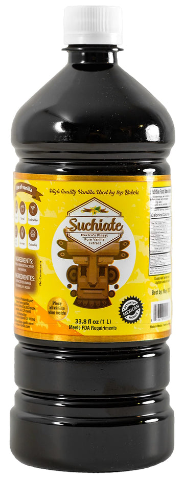 Suchiate Pure Vanilla | Mexican Vanilla For Baking And Desserts | Made With Real Vanilla Bean | Vainilla Mexicana Buena 33.8Oz (
